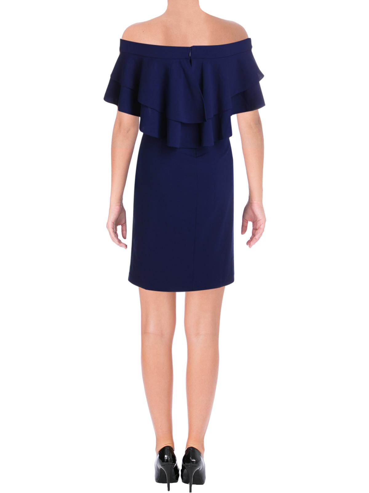 Lauren Ralph Lauren Womens Veroda Off-The-Shoulder Evening Cocktail Dress