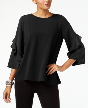 Alfani Ruffled-Sleeve Zip-Back Top