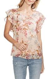 Vince Camuto Printed Ruffle-Sleeve Top - TopLine Fashion Lounge