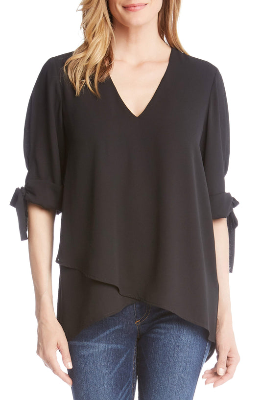 Karen Kane Crossover High-Low Bow Top - TopLine Fashion Lounge