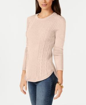 Charter Club Shaped Cable Sweater Mocha Rose XL -