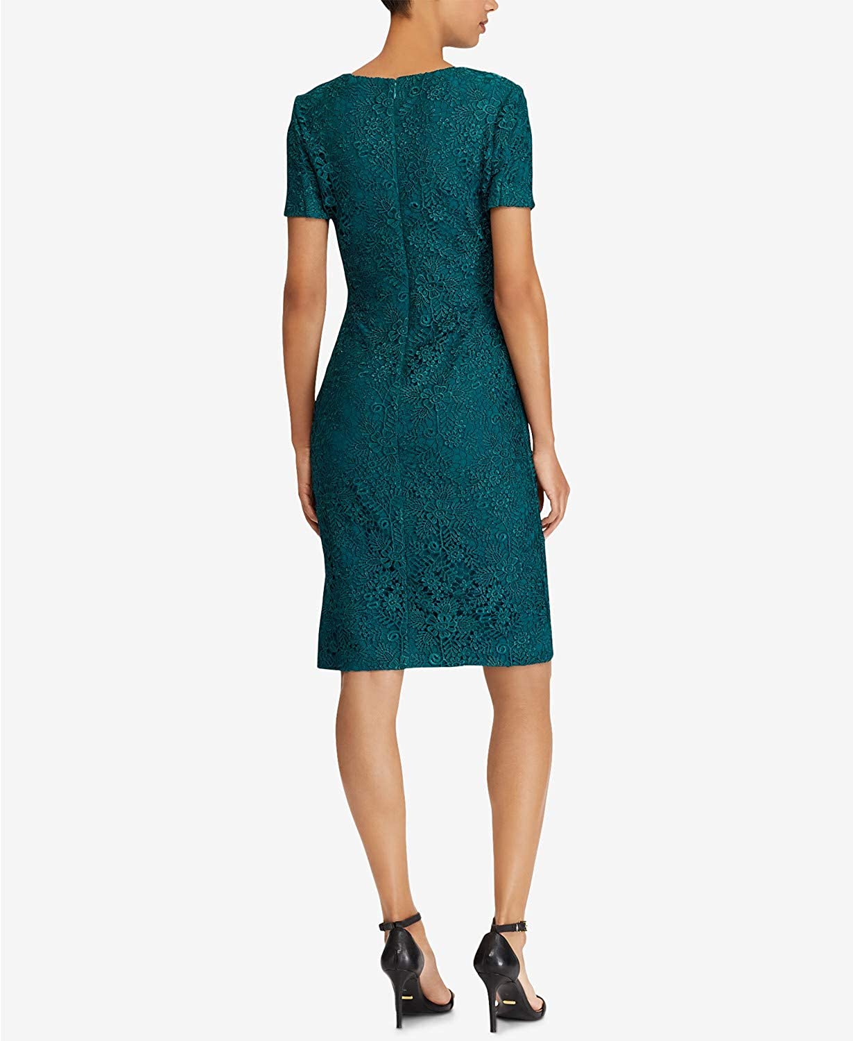 Lauren Ralph Lauren Women's Floral Lace Dress, Meridian Jade, 14