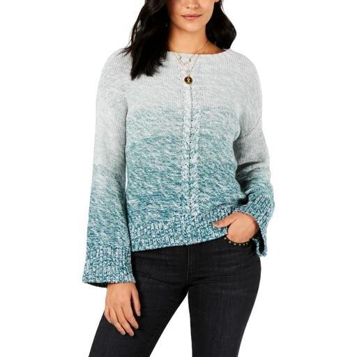Style Co Gradient Front-Braid Sweater Rare Emerald XL