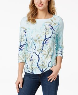 Charter Club Petite Cotton Multi-Stripe Swe Angel Blue Bird Combo PM - TopLine Fashion Lounge