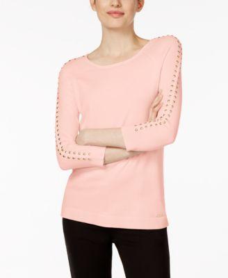 Calvin Klein Womens Studded Raglan Sleeves Pullover Sweater Plus size - TopLine Fashion Lounge