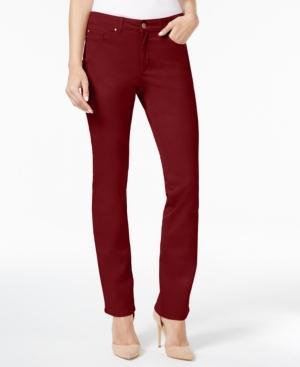 Charter Club Tummy-Slimming Straight-Leg Je Maroon 10 -