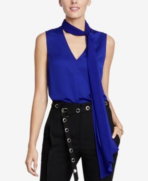 RACHEL Rachel Roy Jasper Tie-Neck Top Royal Blue M -