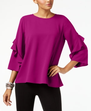 Alfani Ruffled-Sleeve Zip-Back Top