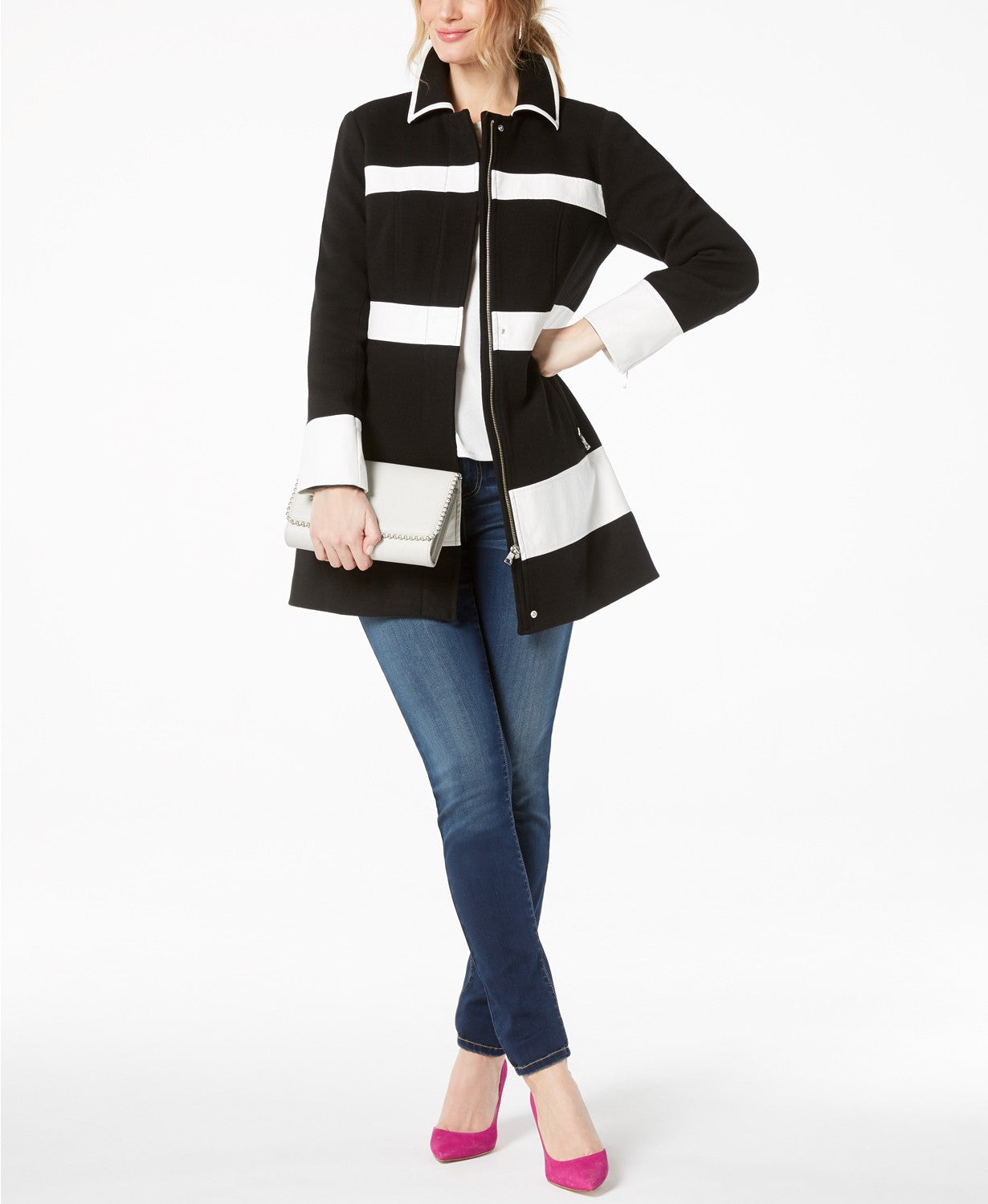 I.N.C. Colorblocked Ponté Knit Coat