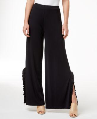 Kensie Womens Ruffled Trim Split Gaucho Dress Pants