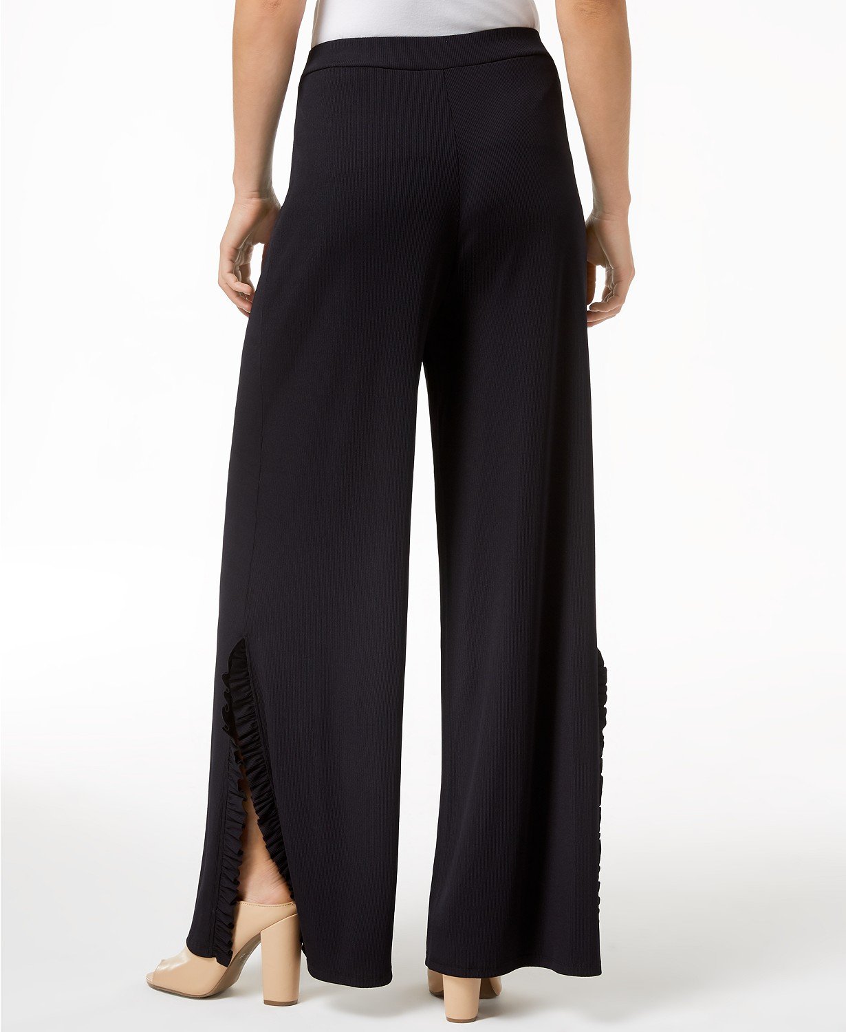 Kensie Womens Ruffled Trim Split Gaucho Dress Pants