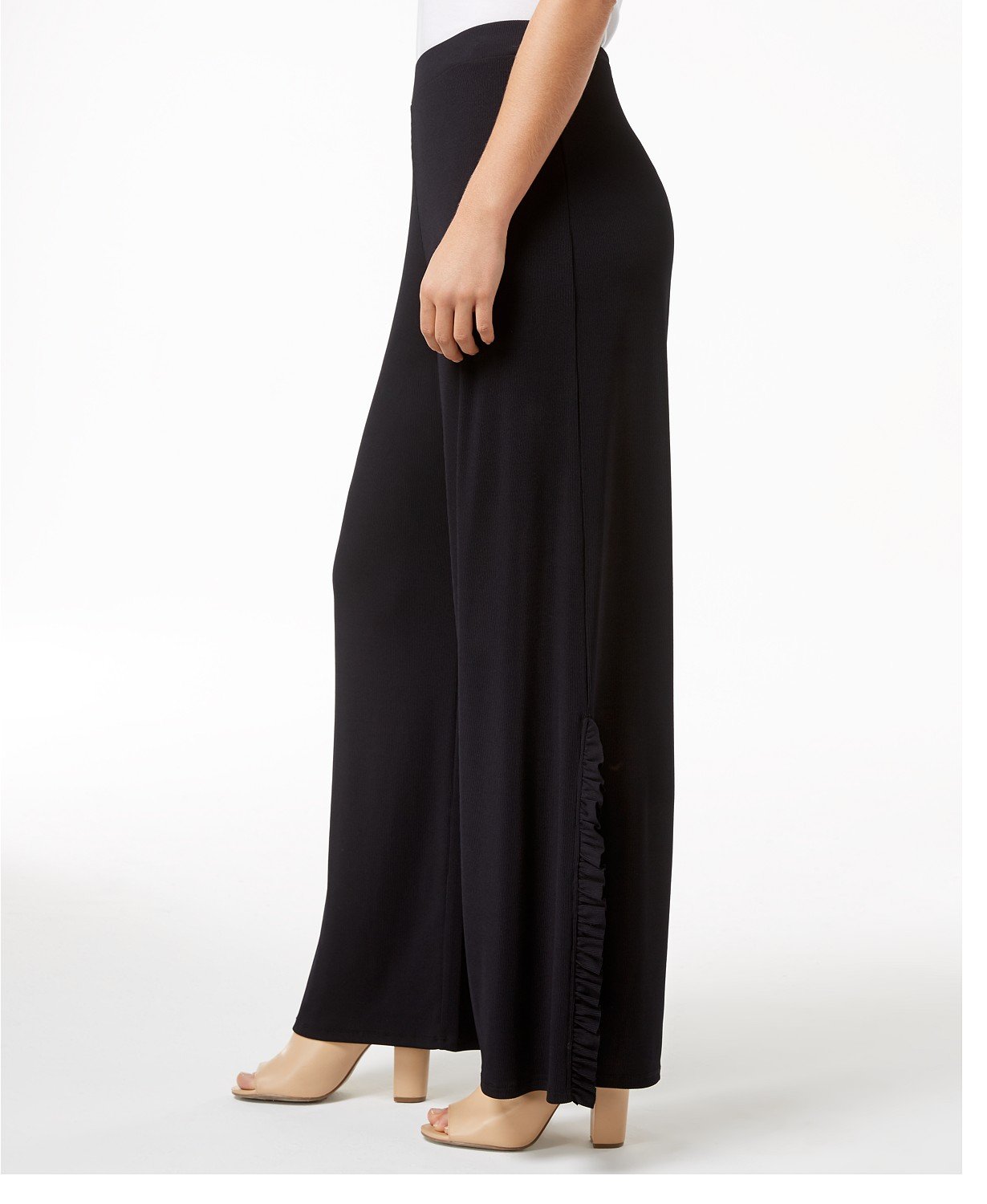 Kensie Womens Ruffled Trim Split Gaucho Dress Pants