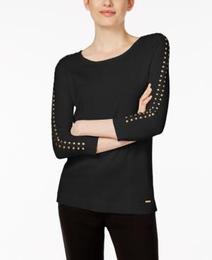 Calvin Klein Womens Studded Raglan Sleeves Pullover Sweater Plus size - TopLine Fashion Lounge