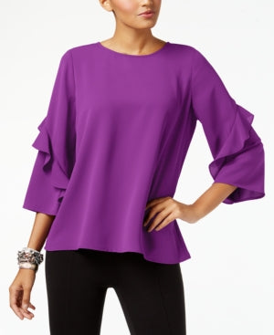 Alfani Ruffled-Sleeve Zip-Back Top