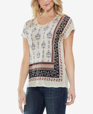 Vince Camuto Printed Linen T-Shirt