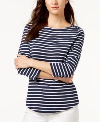 Charter Club Petite Cotton Multi-Stripe Swe Angel Blue Bird Combo PM -