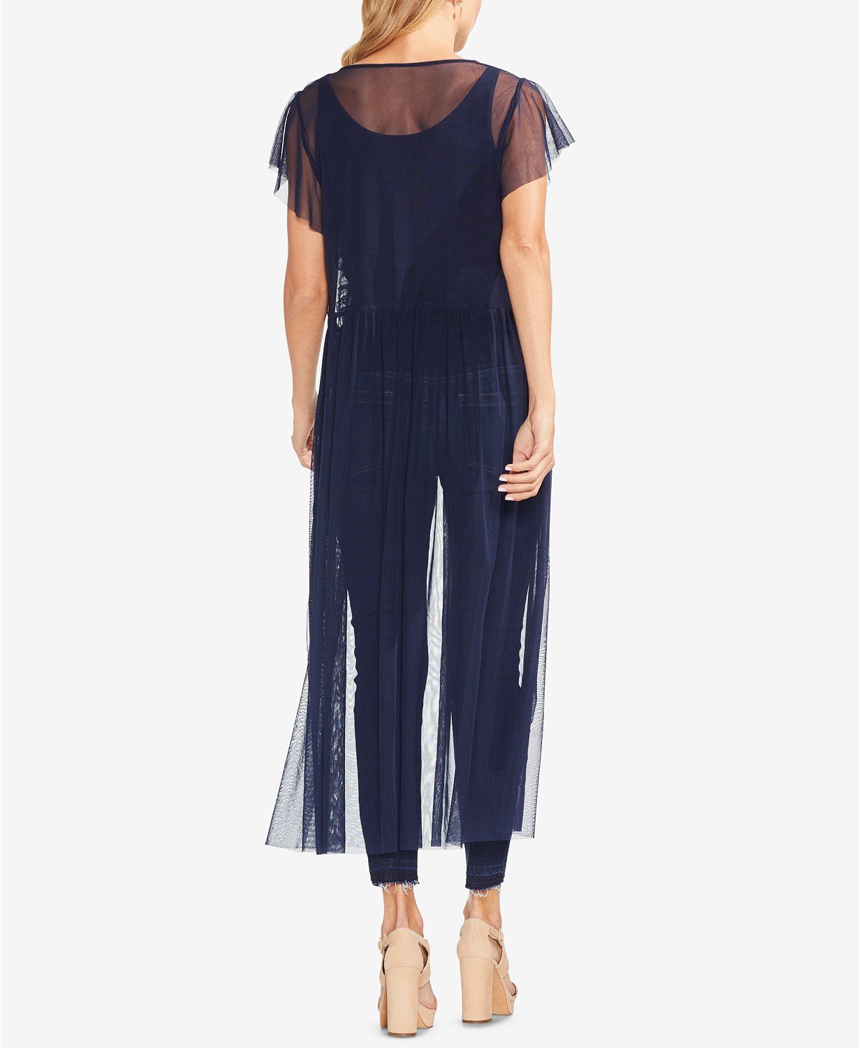 Vince Camuto Womens Mesh Sheer Tunic Top