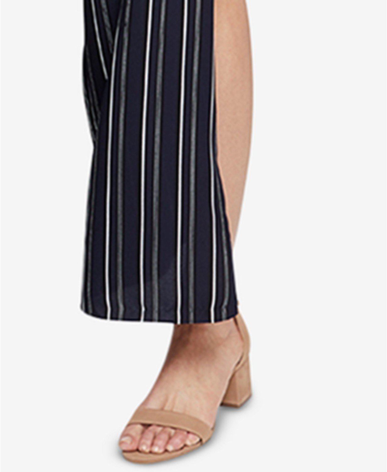 RACHEL Rachel Roy Striped Side-Slit Pants Navy Combo XL -