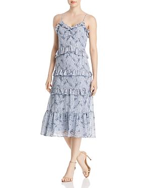 MICHAEL Michael Kors Womens Metallic Tiered Midi Dress