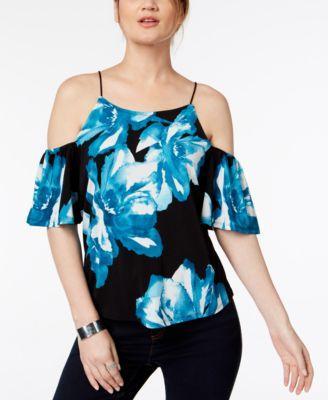 I.n.c. Floral-Print Cold-Shoulder Top - TopLine Fashion Lounge