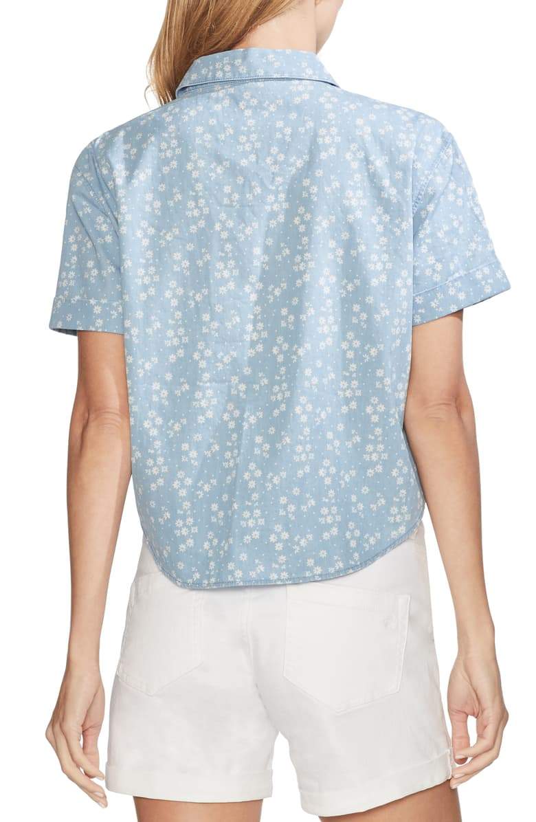 Vince Camuto Cotton Printed Tie-Hem Top - TopLine Fashion Lounge