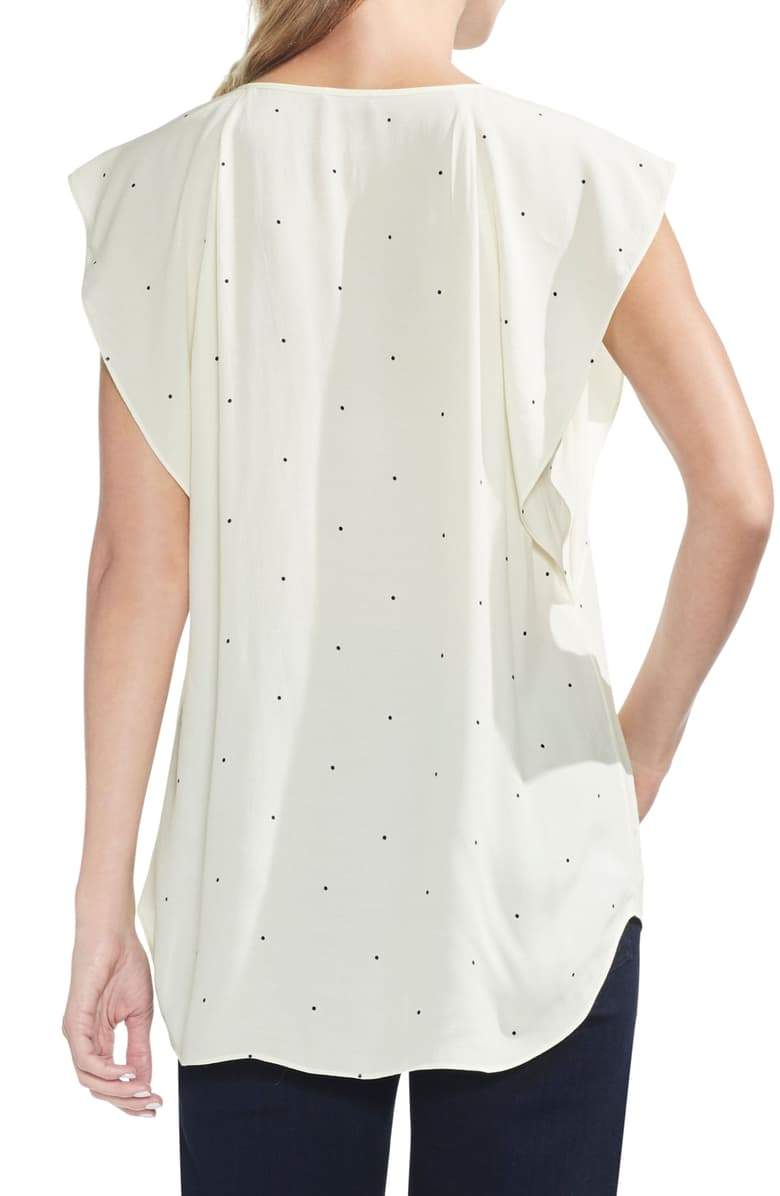Vince Camuto Soho Pin Dot Flutter Sleeve Top