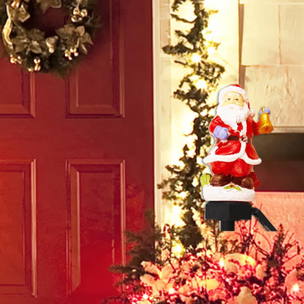 Christmas Holiday Decor Solar Powared Santa light stake with bell - TopLine Fashion Lounge