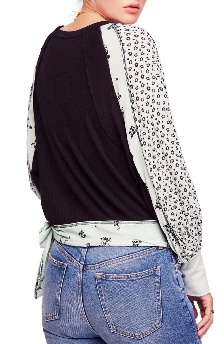 Free People Auxton Thermal Mixed-Print V-N Ivory L -