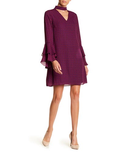 CECE Choker Bell Sleeve Dress