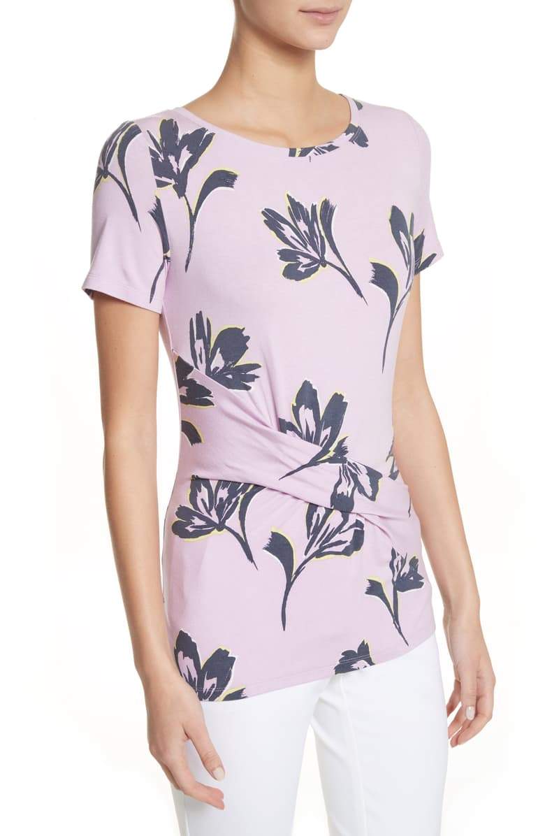Women's St. John Women's Collection Falling Flower Print Jersey Tee