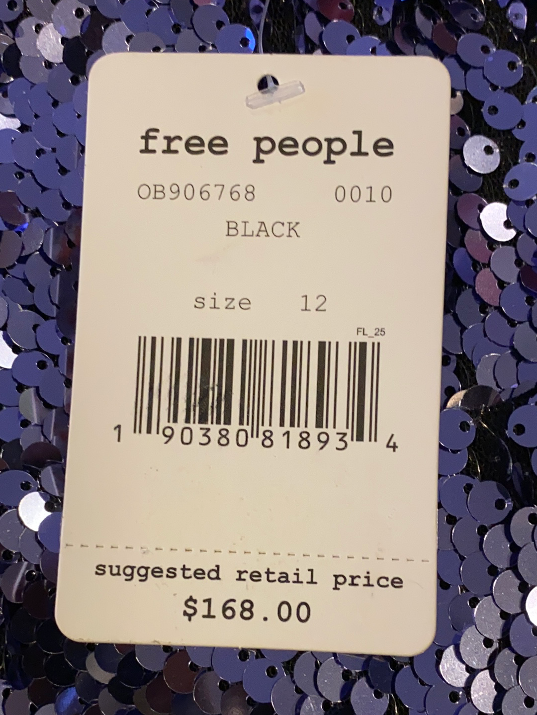 Free People Juniors Sequin A-Line Dress Black 12