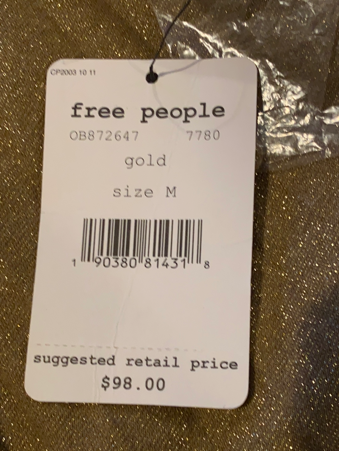 Free People Pleated Love Metallic Mini Dre Gold M
