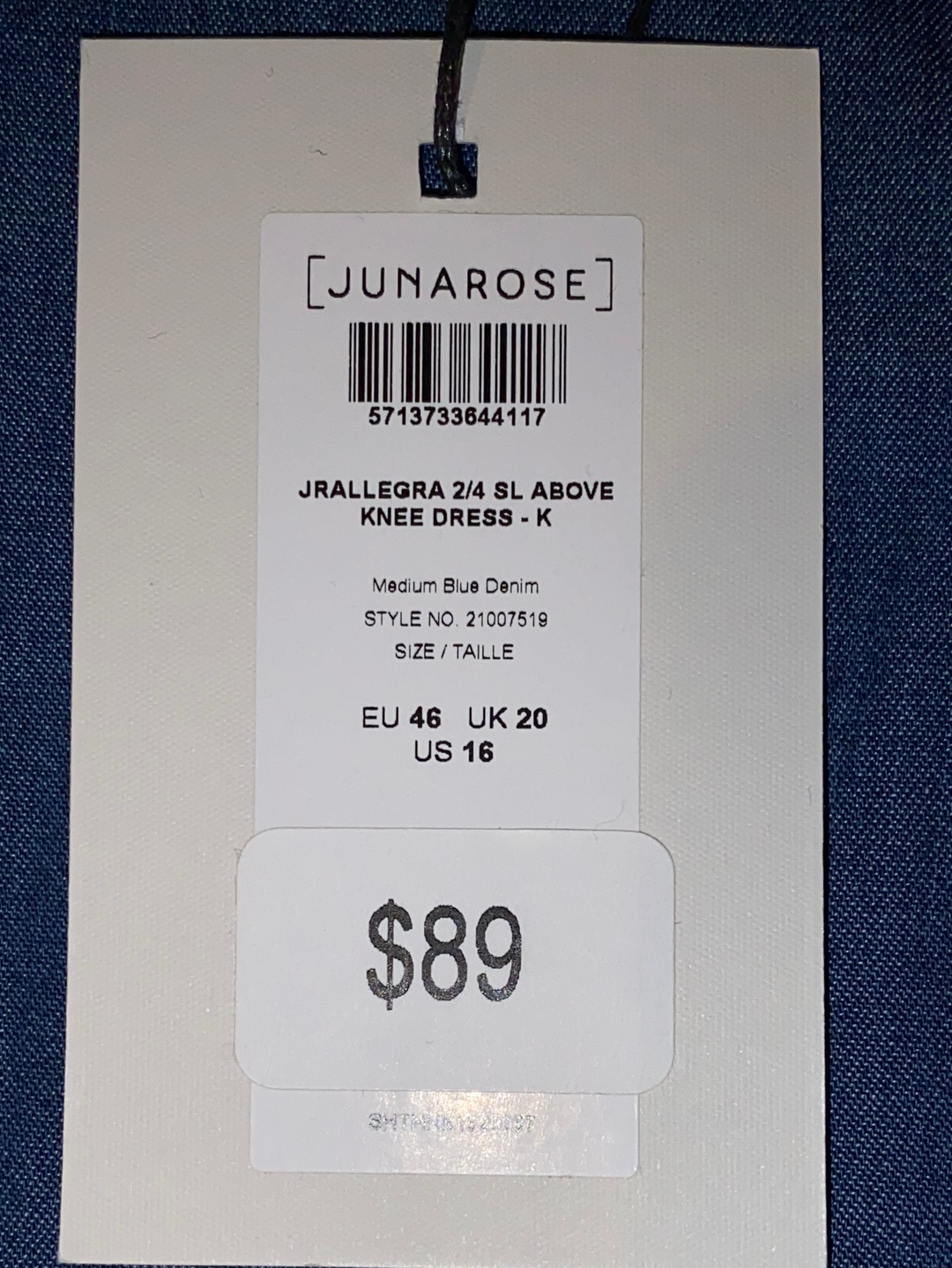 JUNAROSE Plus Tiered Denim Dress