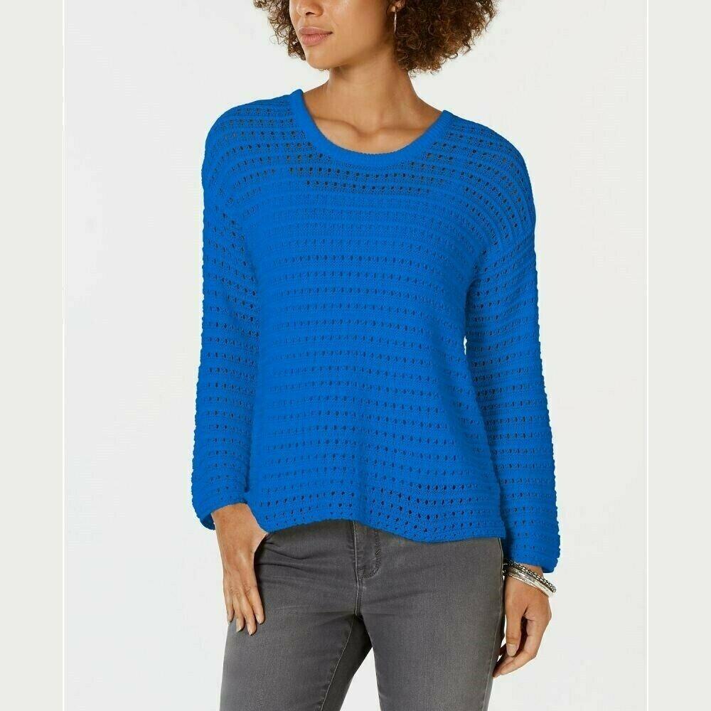 Style Co Cotton Pointelle Sweater Sea Captain XL