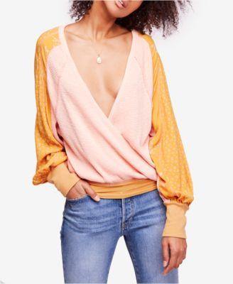 Free People Auxton Thermal Mixed-Print V-N Ivory L - 