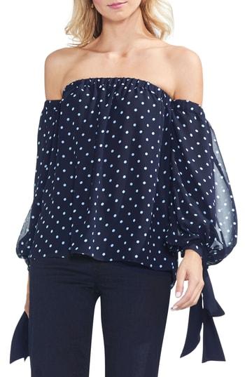 Vince Camuto Off The Shoulder Tie Sleeve Blouse