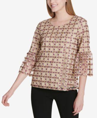 Calvin Klein Women's Metallic Embroidered Pullover Top - TopLine Fashion Lounge