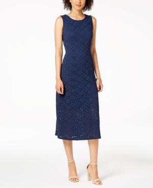 Alfani Women's Navy Lace Sleeveless Knee-length Midi Dress - TopLine Fashion Lounge