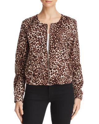 GUESS Leopard-Print Bomber Jacket Spotted Bengal Rinse Wash S - 