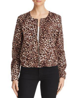 GUESS Leopard-Print Bomber Jacket Spotted Bengal Rinse Wash L - 