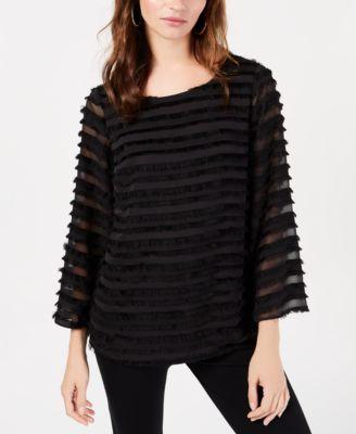 Karen Scott Holiday Petite Long-Sleeve Studded Top - TopLine Fashion Lounge