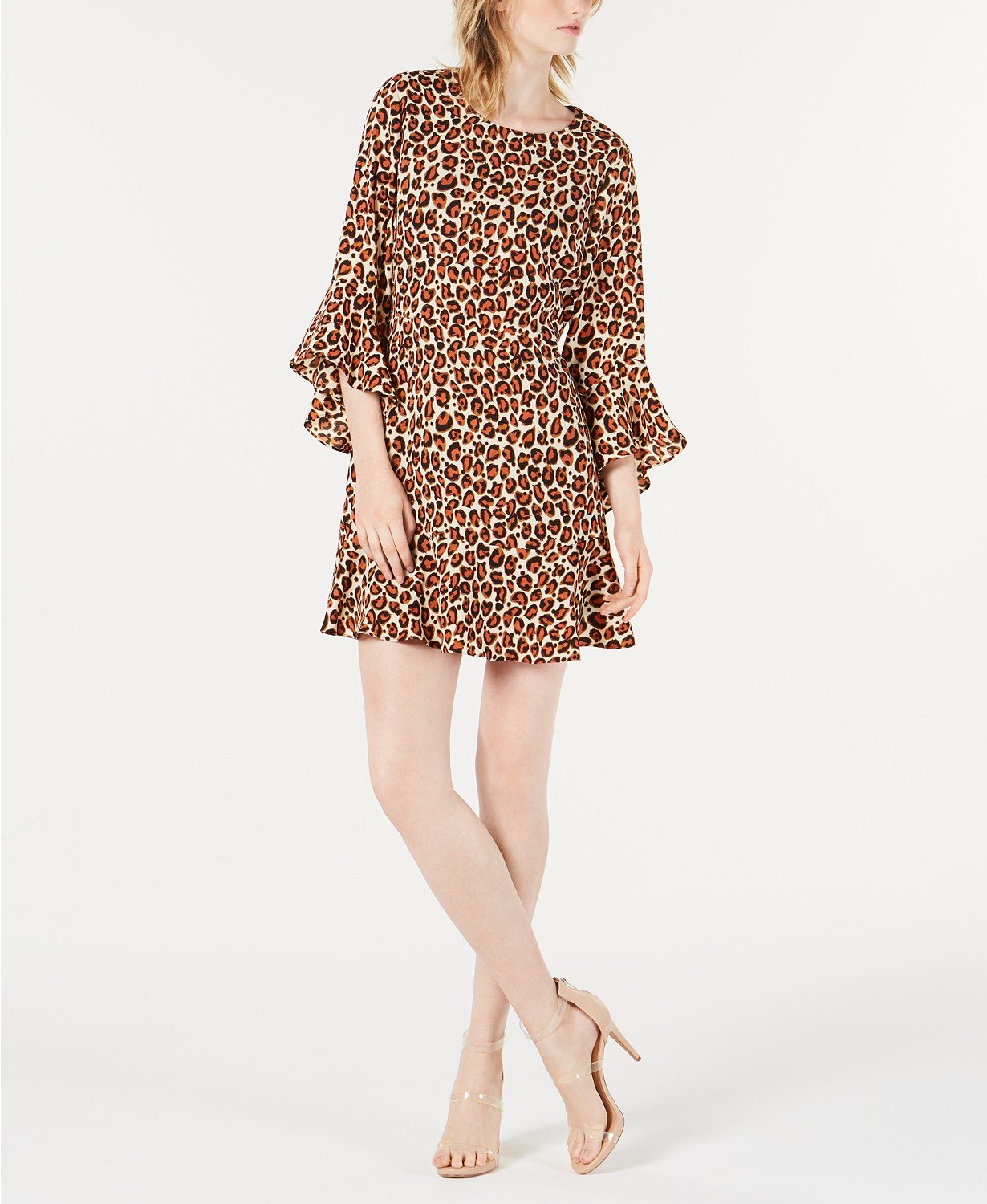 Bar III Bell-Sleeve Cheetah-Print Dres Cheetah 6 - TopLine Fashion Lounge