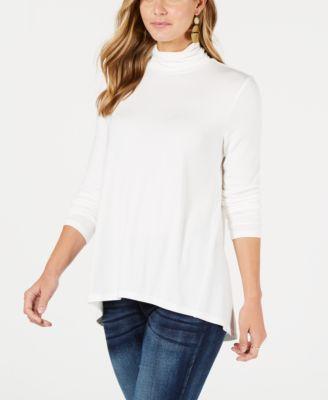 Style Co Mock-Neck High-Low Top Winter White XS - 