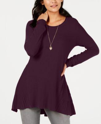 Style Co Ribbed High-Low Tunic Top Dark Grape L - 