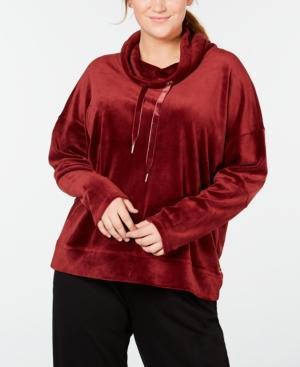 Calvin Klein Performance Womens Plus Velour Cowl Sweatshirt PLUS SIZE - TopLine Fashion Lounge