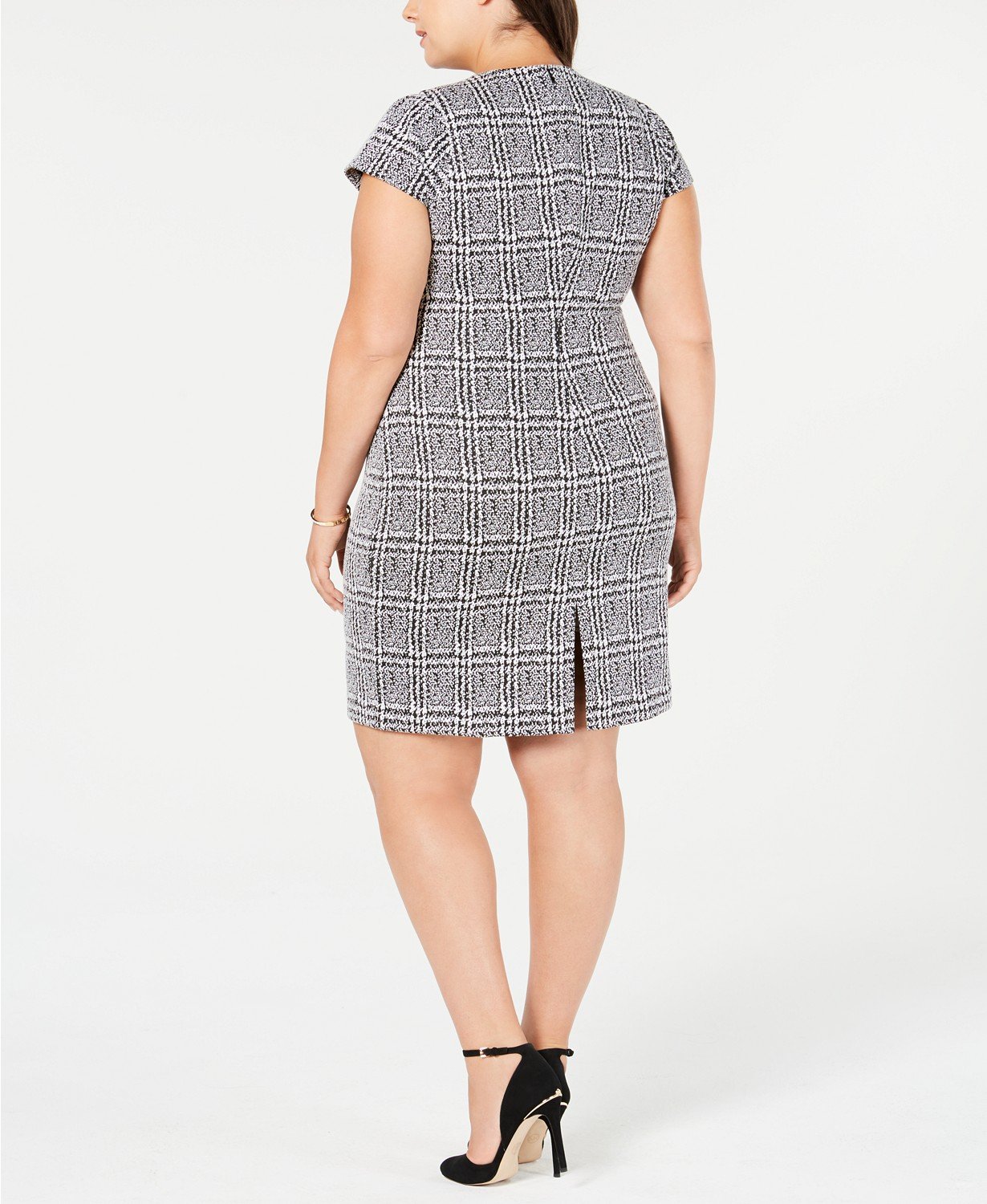 Michael Kors Plus Size Plaid Jacquard Dress - TopLine Fashion Lounge