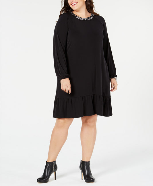 MICHAEL Michael Kors Plus Size Embellished-Neck Dress