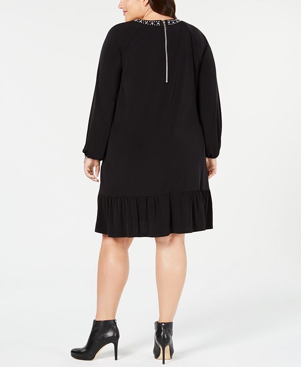 MICHAEL Michael Kors Plus Size Embellished-Neck Dress