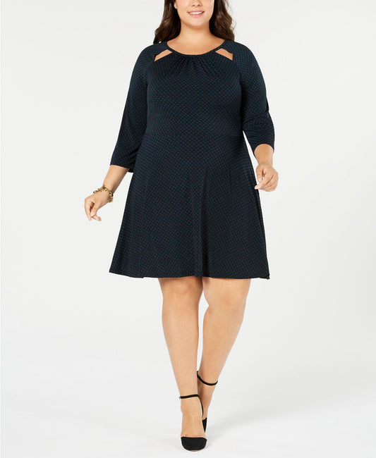 MICHAEL Michael Kors Plus Size Printed Cutout-Neck Dress