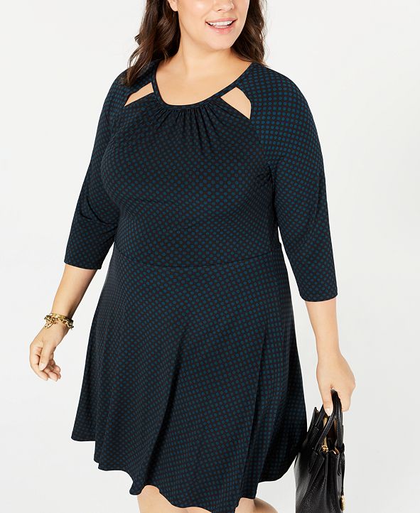 MICHAEL Michael Kors Plus Size Printed Cutout-Neck Dress